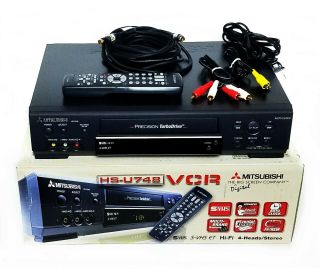 Mitsubishi Hs U748 Vhs Vcr Recorder Precision Turbodrive Box Remote Cables