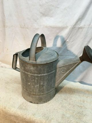 Vtg Galvanized Metal Watering Can Size 10 Copper Spout Savory Tole Painted 5