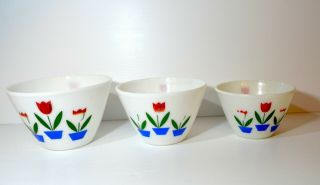 Vintage Fire King Tulip Mixing Bowls Set Of 3 Nesting Bowls