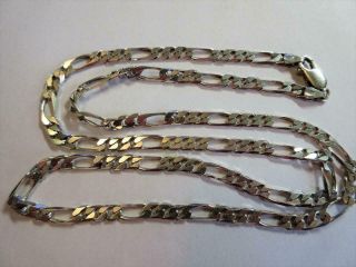 Vintage Sterling Silver 24 " Long Figaro Link Necklace,  Chain - 20g