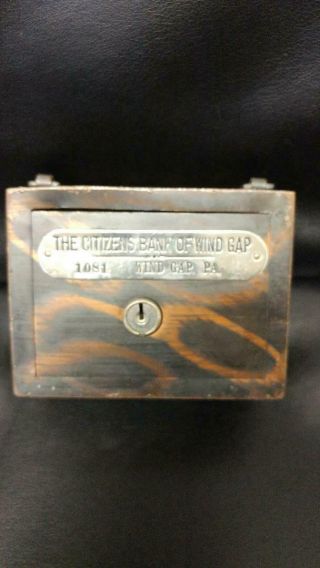 Heavy Vintage Metal Coin Bank Citizens Bank Of Wind Gap,  Pa.