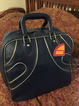 Vintage Gladding Navy Blue Large Bowling Bag -