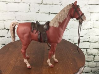 Marx Johnny West Red Brown Thunderbolt Horse With Wheels - Vintage 1965