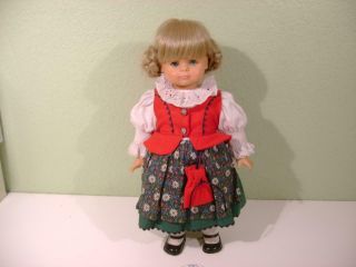 Vtg Engel Puppe Or Gotz Doll 17.  5” Blond Kanekolen Wig Blue Eyes German Costume