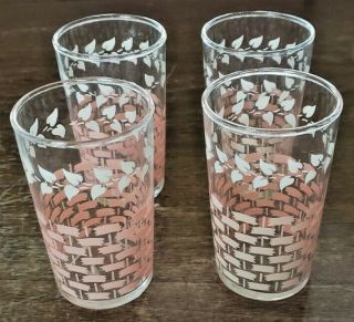 Vintage Federal Glass Set Of 4 Ivy Lattice Juice Glasses Tumblers Swanky Swigs