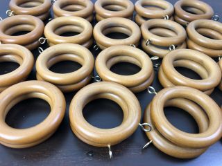Vintage Wooden Curtain Rings Drapes Curtain Rod Rings Window Drapery 36 Set
