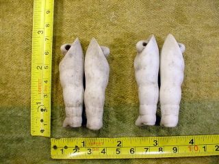 4 x excavated vintage bisque Doll Legs with loop hole a pair 2.  5 