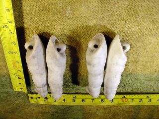 4 x excavated vintage bisque Doll Legs with loop hole a pair 2.  5 