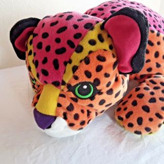 Large Lisa Frank Hunter Cheetah Stuffed Plush Rainbow Heart 1998 Vintage 23 "