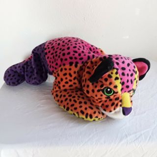 Large Lisa Frank Hunter Cheetah stuffed Plush Rainbow heart 1998 vintage 23 