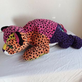 Large Lisa Frank Hunter Cheetah stuffed Plush Rainbow heart 1998 vintage 23 
