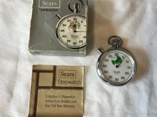 Vintage Sears Stopwatch Shock Resistant 1/5 Th Swiss Made,  Box.