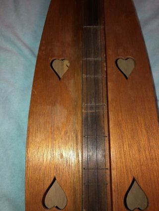 VINTAGE MOUNTAIN DULCIMER 3 STRING HEART THEMED,  1st One Made,  Signed 3