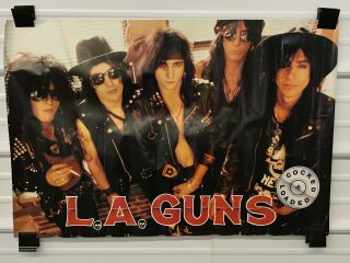 Vintage 1989 L.  A.  Guns Cocked & Loaded Group Picture Poster 36 " X 24 "