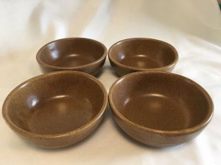 4 Vintage Monmouth Pottery Mojave Brown Soup/cereal Bowls - Maple Leaf - Ovenproof