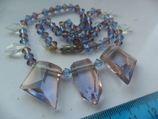 Vintage Old Art Deco Costume Jewellery Glass Beads Necklace Bi Colour Restring