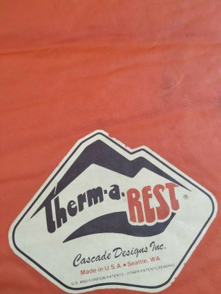 Vintage Thermarest Inflatable Sleeping Pad 3/4 Camping 45 " X 21 " Made In Usa