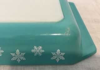 Vintage Pyrex Turquoise White Snowflake Rectangle Casserole Dish 1 1/4 Quart 548 5