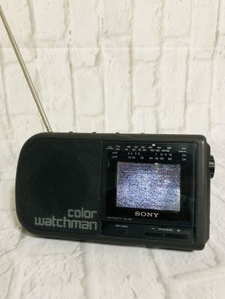 Vintage Sony Color Watchman TV FDL - 380 - AM/FM Radio VG/X 5 