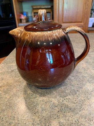 Vintage Hull Pottery Brown Drip Glaze Teapot Oven Proof Tea Pot Usa 7 "