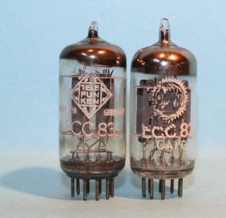 2x Valvo / Telefunken Ecc83 12ax7 Vacuum Tubes Tsted With Stron Emissions