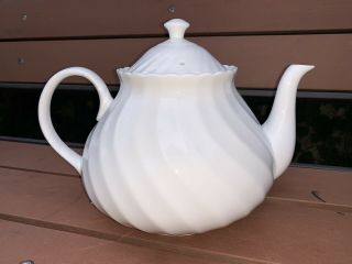 Vintage Wedgwood Bone China White Swirl Pattern Teapot England