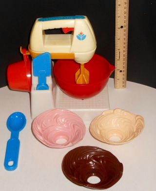 Rare Vintage Fisher Price Fun With Food Mixer Complete With All 3 Frosting