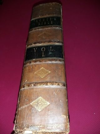Fine Bindings Volume 1Holy Bible By Thomas Scott,  1812.  Full Leather Bound. 2