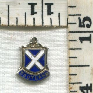 Vintage Sterling Bracelet Charm 84051 Enameled Travel Shield Scotland $16.  00