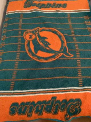 Vintage Miami Dolphins The Northwest Company Reversible Throw Blanket Nfl 90 