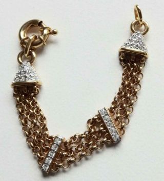 Erwin Pearl Vintage Bracelet Haute Couture Pave Ice Rhinestones Gold Links