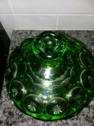 Green LE Smith Depression Vintage Moon and Stars Candy Dish with Lid 4