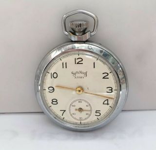 Vintage Services (army) Pocket Watch - Made In Gt.  Britain