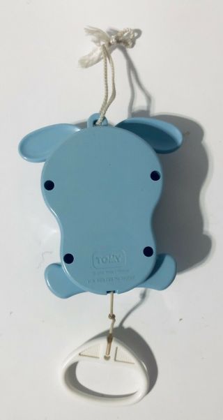 Vtg 1980 TOMY Peek - a - Boo Bunny Pull String Musical Baby Lullaby Crib Toy Blue 3