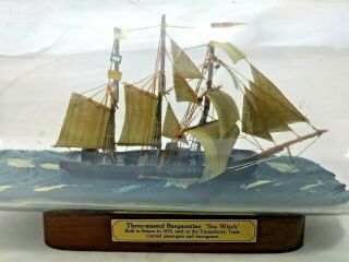 Vintage " Sea Witch " 1870 Ship In Bottle 3 Masted Barquentine Diorama Boston
