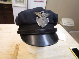 Vintage Police Uniform Hat With Badge Xl