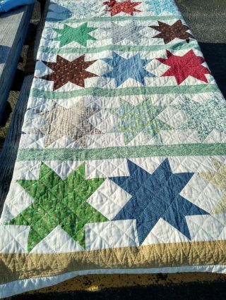 Vintage Star Quilt Full Queen Colorful Country Cottage Shabby Handmade?