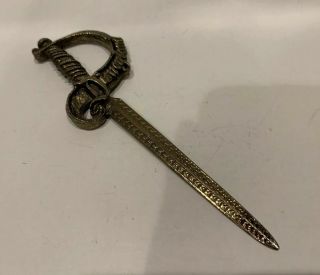 Vintage Disneyland Pirate Sword Letter Opener 6 1/2 " Long Metal Not A Toy