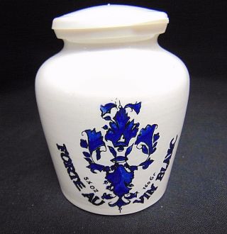 Vintage French Ceramic Dijon Jar Sarreguemines Digoin Pottery Vase Pot W/ 2 Caps