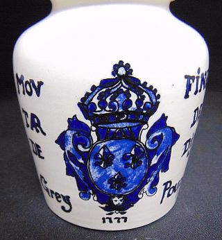 Vintage French Ceramic Dijon Jar Sarreguemines Digoin Pottery Vase Pot w/ 2 caps 2