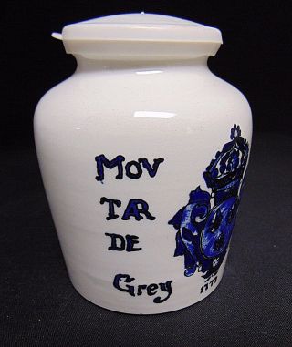 Vintage French Ceramic Dijon Jar Sarreguemines Digoin Pottery Vase Pot w/ 2 caps 3