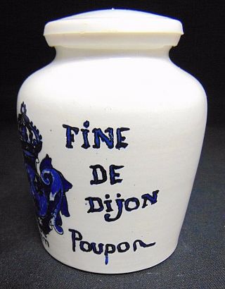 Vintage French Ceramic Dijon Jar Sarreguemines Digoin Pottery Vase Pot w/ 2 caps 4