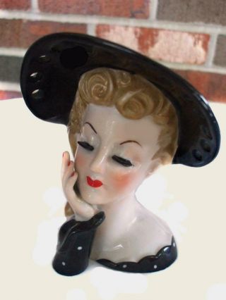 Vintage Napco Napcoware C569b Ceramic Lady Head Vase 5 " Tall