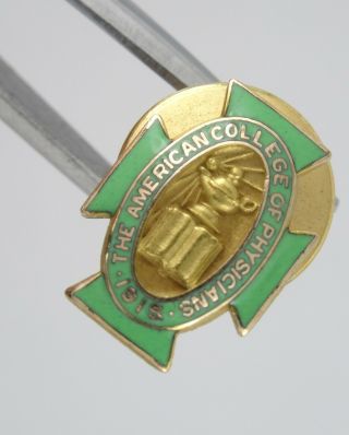 Vtg Signed Cto 1/10 10k Gf The American College Of Physicians Enamel Lapel Pin