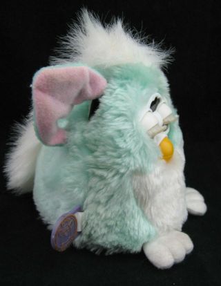 VTG Furby Babies Light Blue White with Pink Hair Tag Model 70 - 940 1999 2C 3