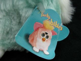 VTG Furby Babies Light Blue White with Pink Hair Tag Model 70 - 940 1999 2C 7