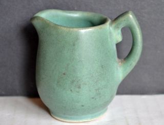 Miniature 2.  5 " Turquoise Creamer Mini Pitcher Studio Pottery Vintage