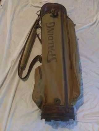Vintage Stovepipe Golf Bag - Canvas With Leather Trim - Ball &tee Pocket & Divider