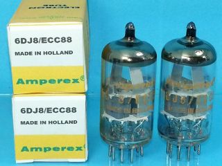 Amperex Orange 6dj8 Ecc88 Vacuum Tube 1971 Date Match Pair Sweet Tone