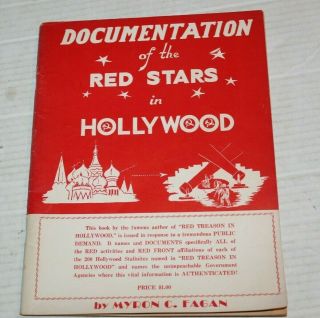 Documentation Of The Red Stars In Hollywood By Myron Fagan 1950 Vintage Booklet